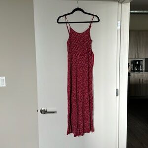 Red Flower Print Jumpsuit